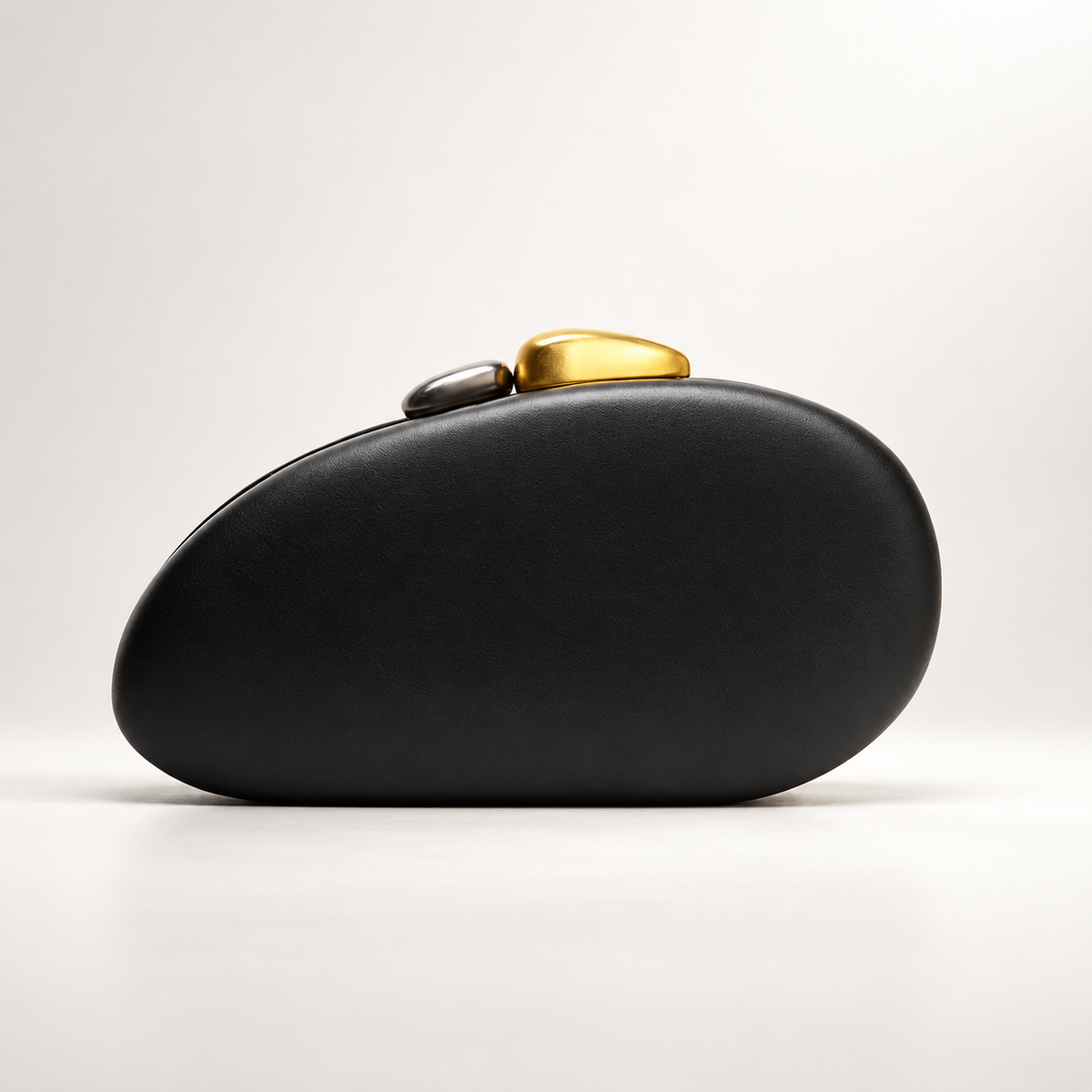 Camille Sculptural Pebble Clutch Bag with Dual-Tone Clasp