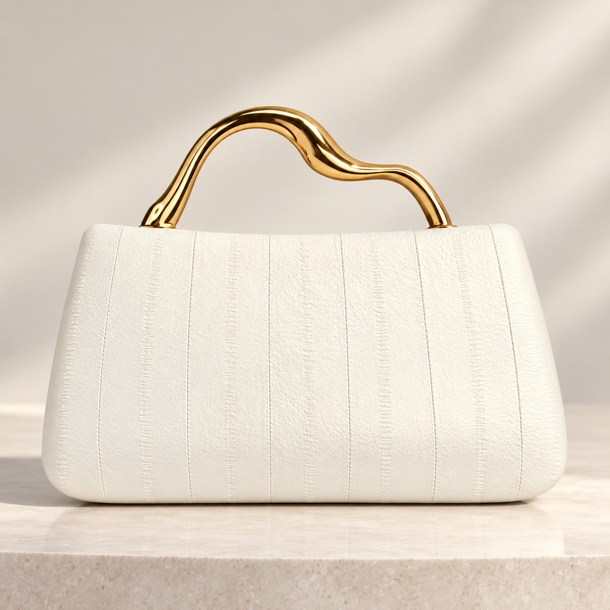 Camille Sculpted Handle Paneled Handbag