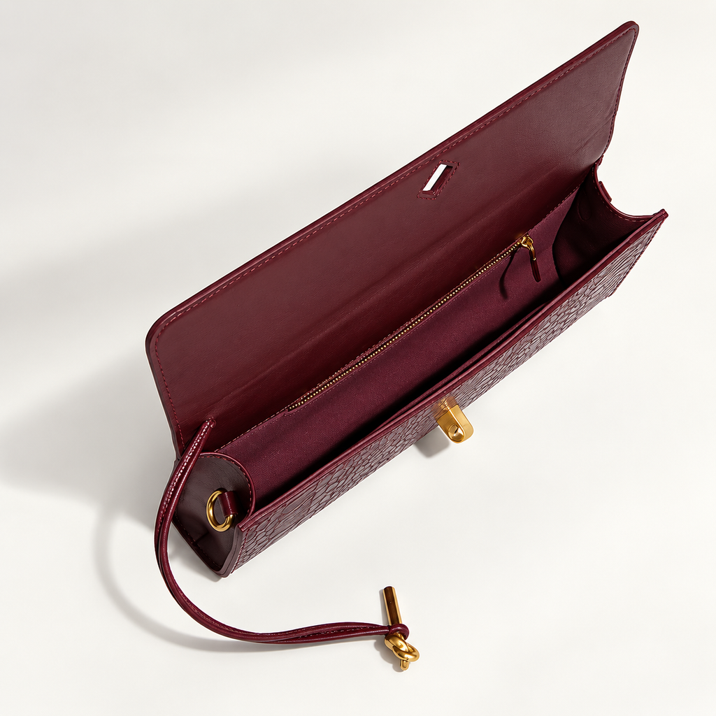 Camille Reptile-Embossed Top Handle Clutch Bag