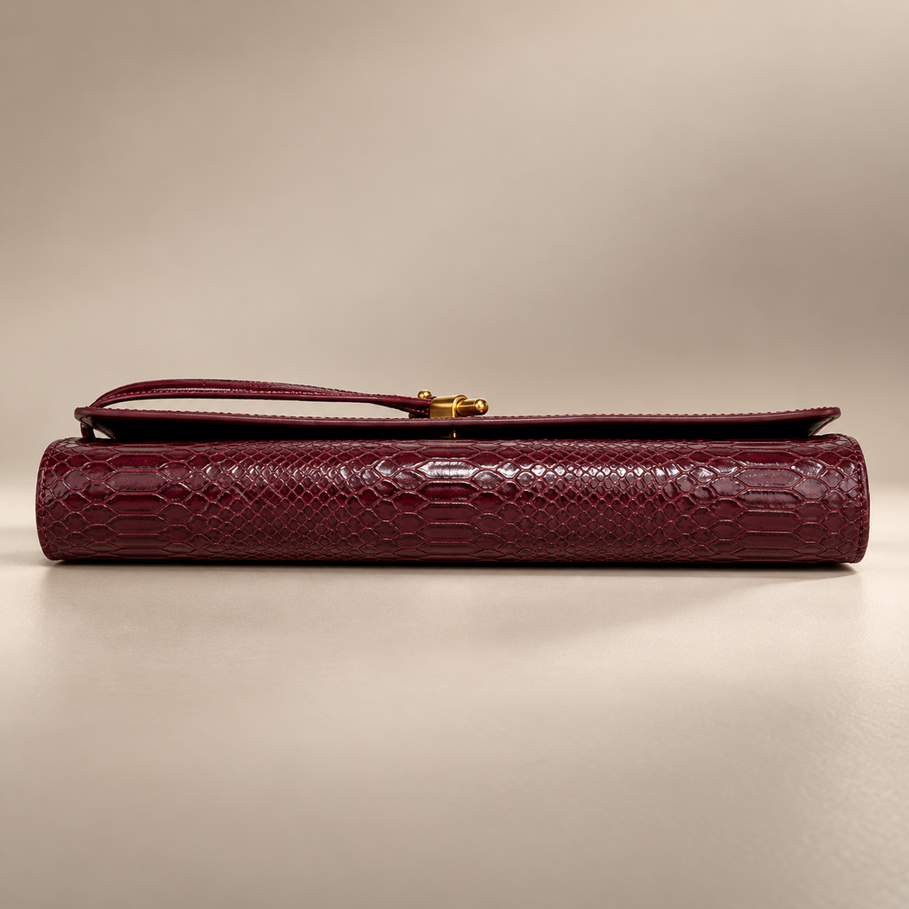 Camille Reptile-Embossed Top Handle Clutch Bag