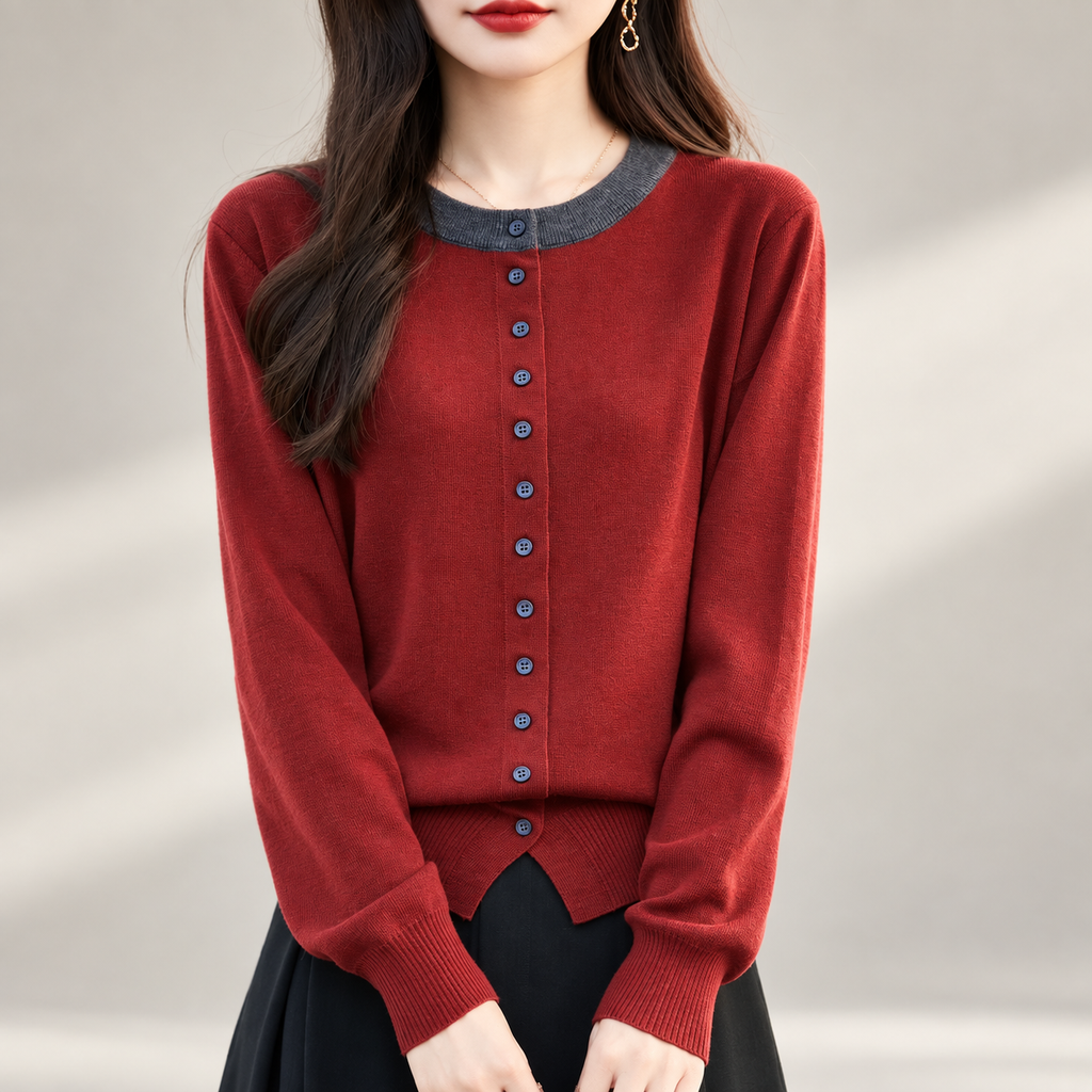 Vivienne Contrast-Trim Women’s Button Cardigan