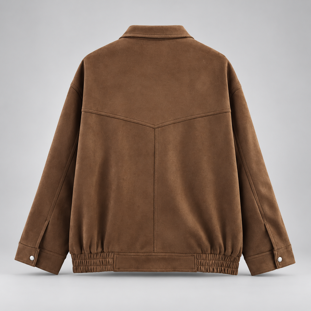 Bennett Women’s Faux Suede Utility Jacket – Relaxed Fit Snap-Front Bomber
