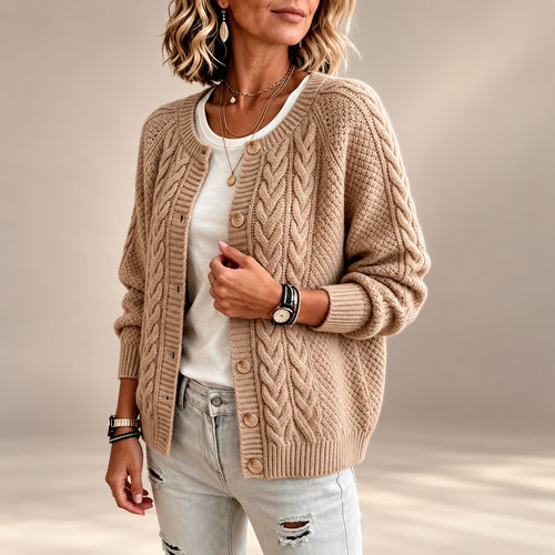 Adeline Women’s Cable Knit Button Cardigan