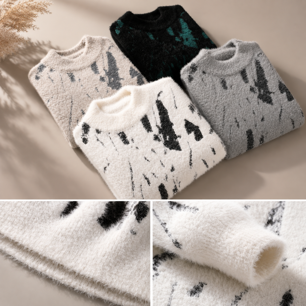 Lucien Men’s Glacier Pattern Crew Neck Sweater