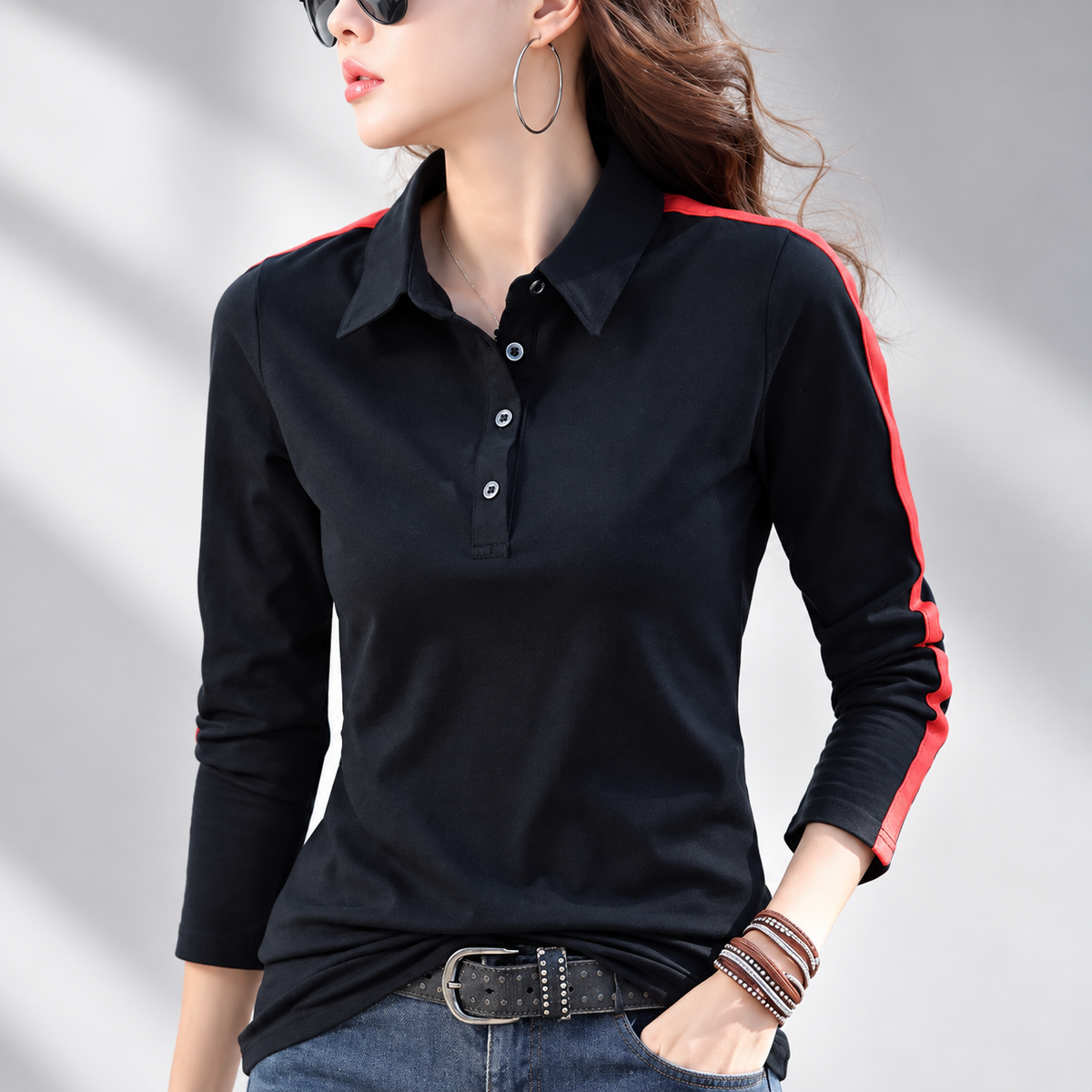 Elena Women’s Long Sleeve Polo Shirt
