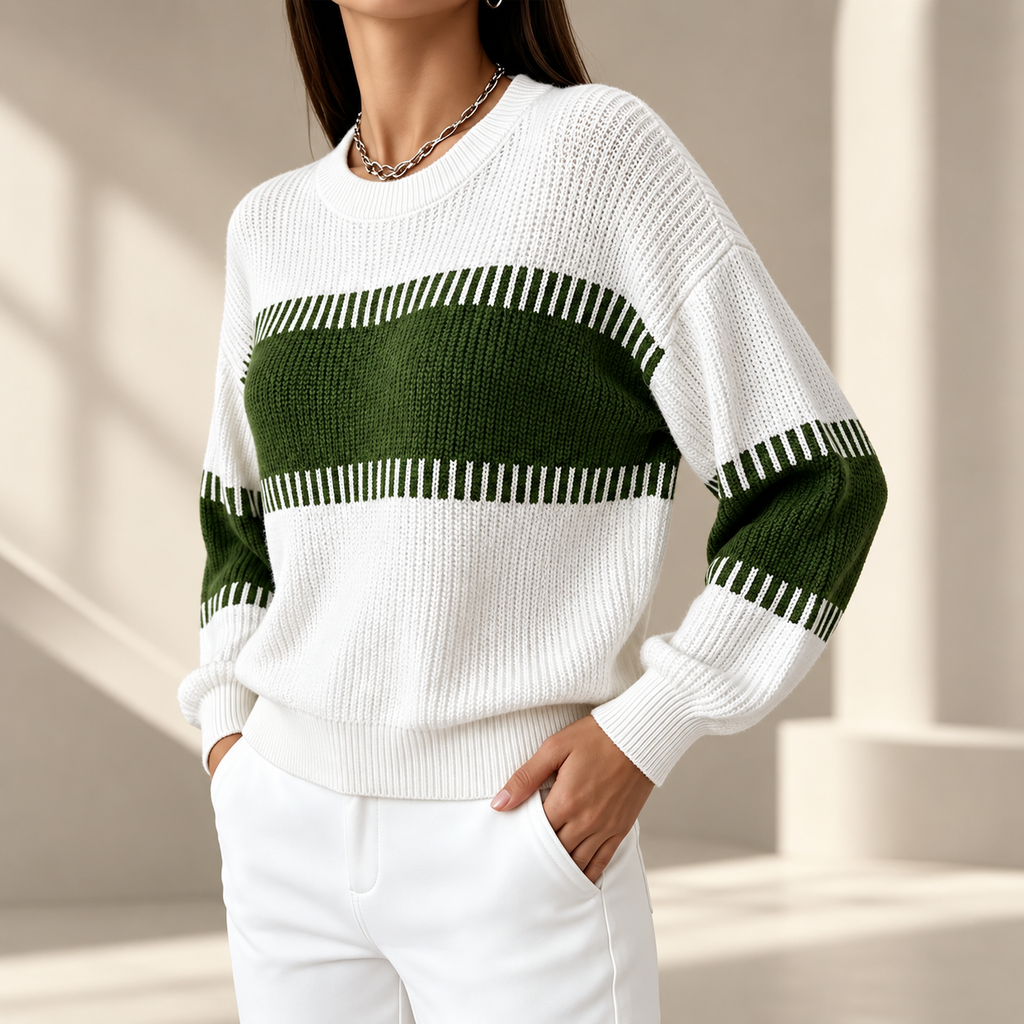 Isabella Women’s Colorblock Knit Crewneck Sweater