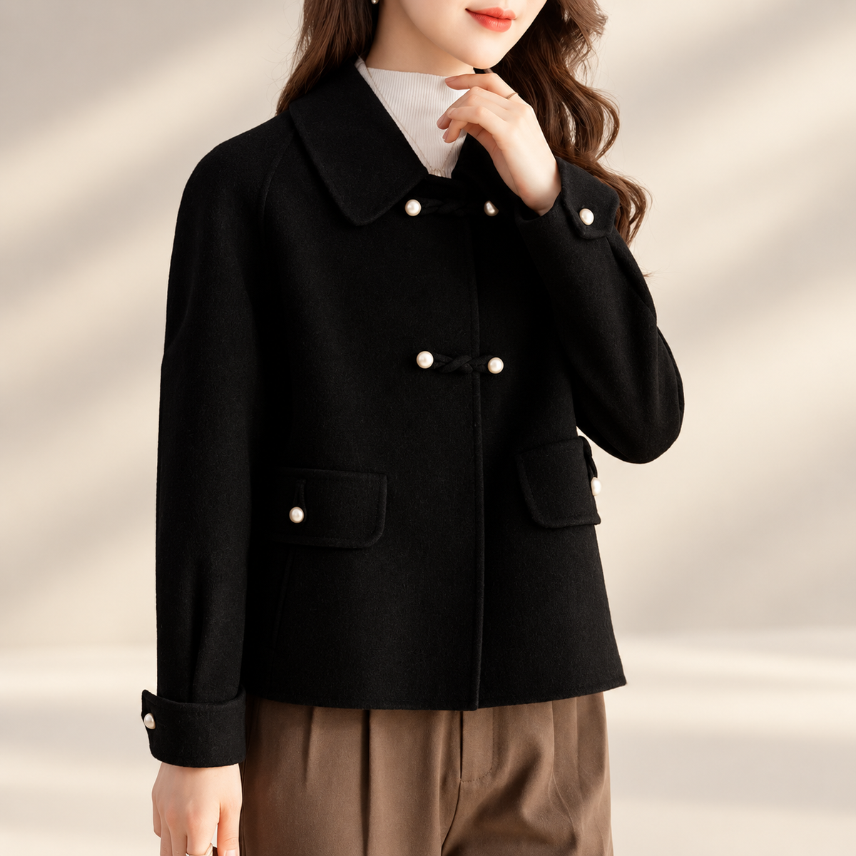 Elodie Women’s Pearl-Button Short Coat