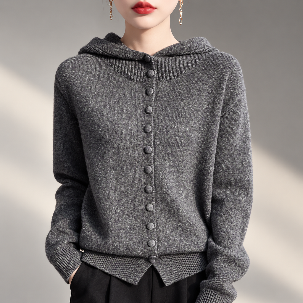 Marceline Hooded Knit Button Cardigan for Women