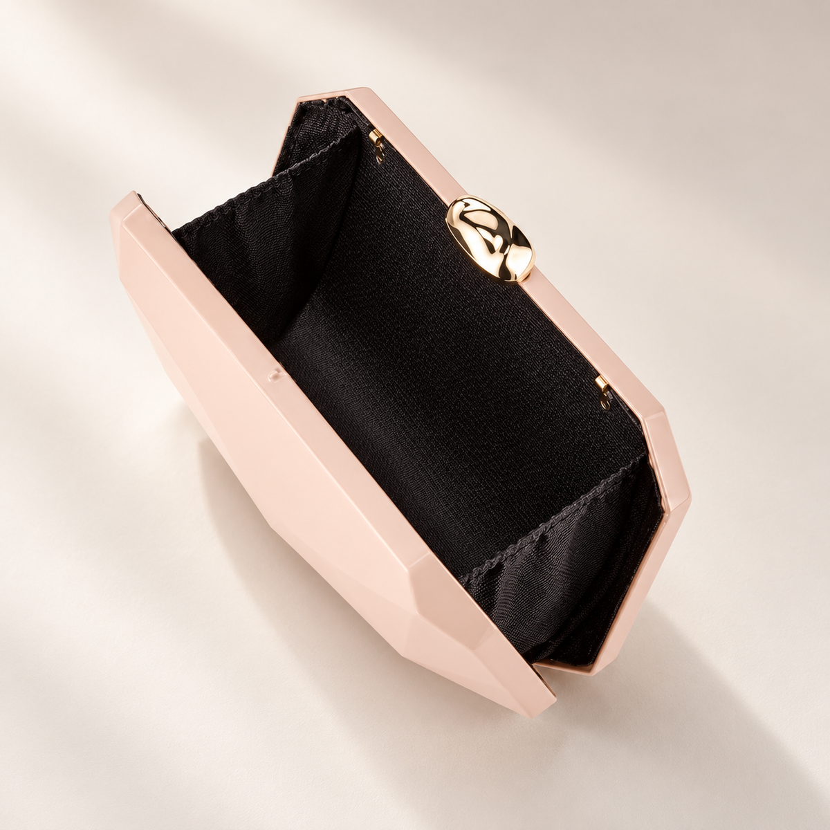Alessia Geometric Hard Case Clutch Bag with Gold-Tone Clasp