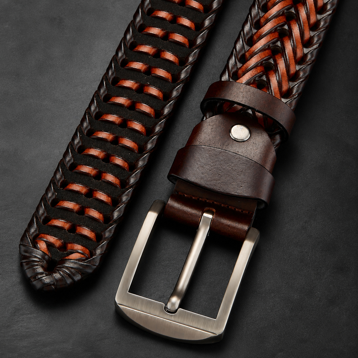 Marco Men’s Braided Cowhide Leather Belt