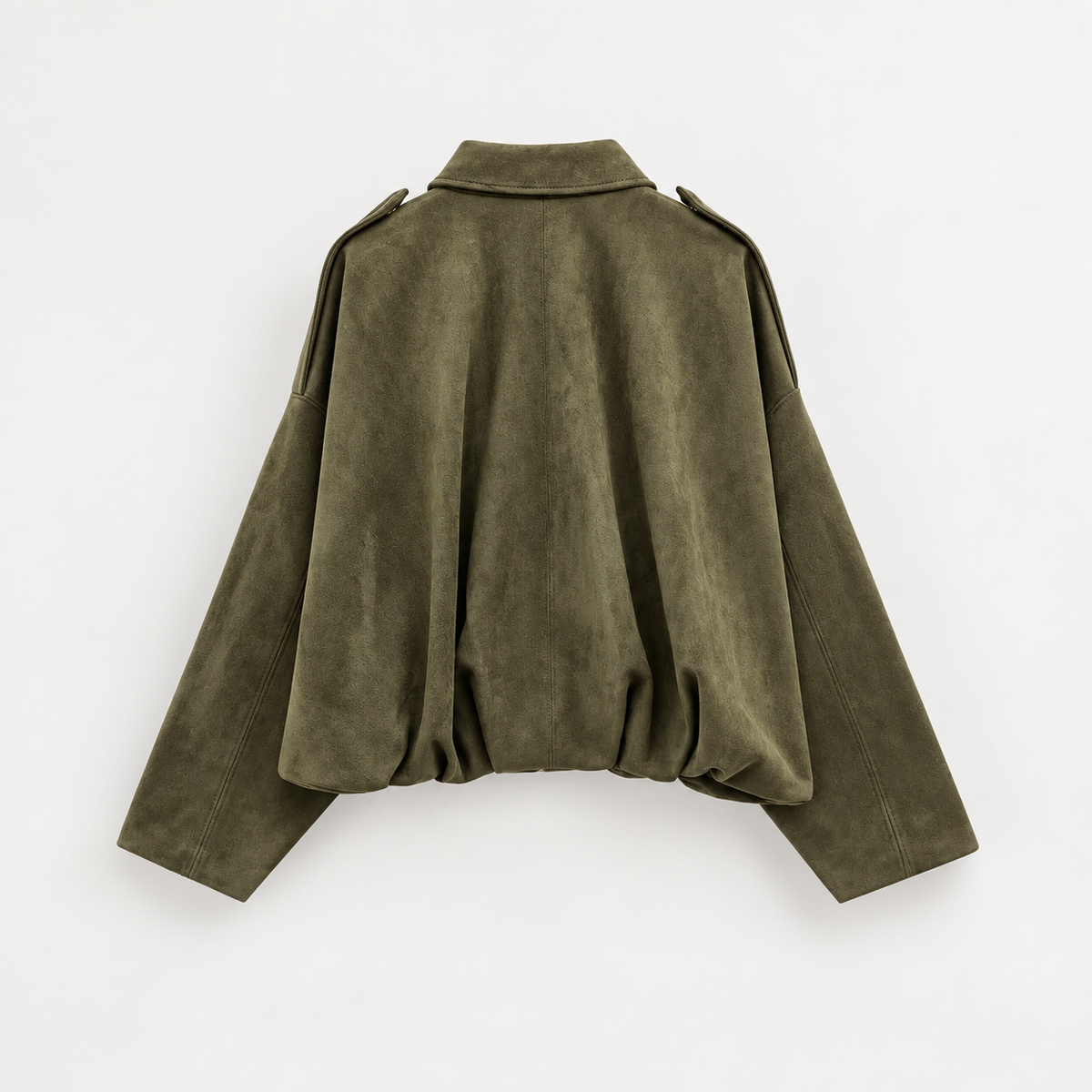 Margot Women’s Cropped Faux Suede Jacket – Relaxed Fit Collared Bomber