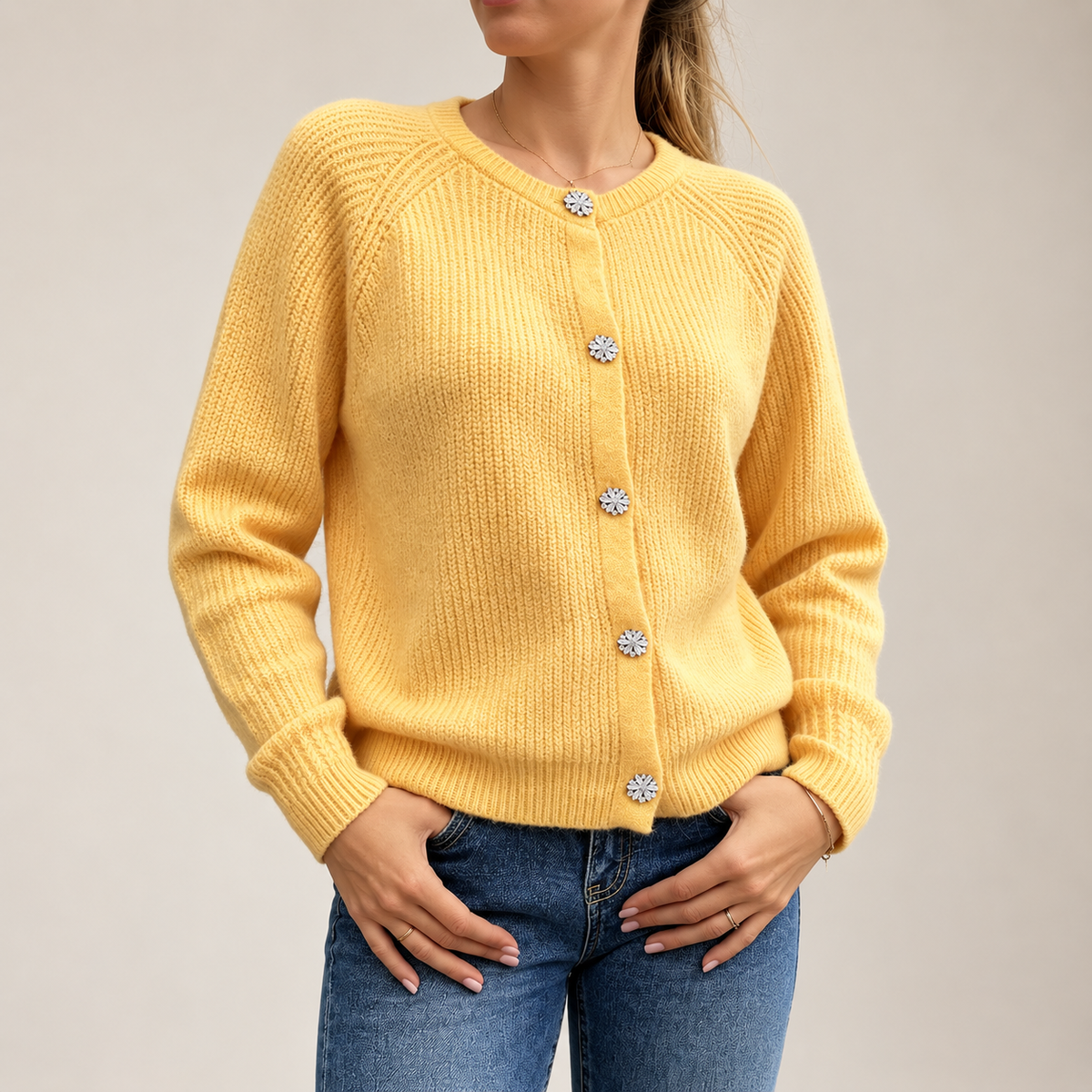 Gianna Women’s Butter Yellow Knit Cardigan
