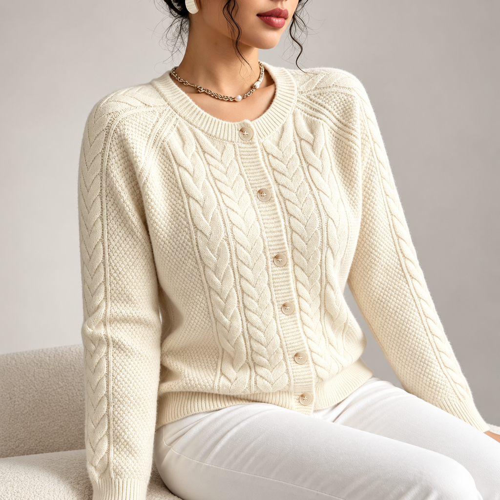Bianca Women’s Cable Knit Button Cardigan