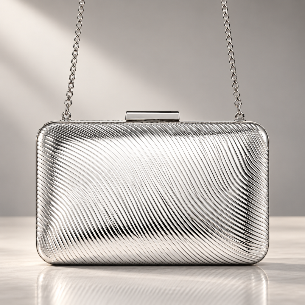 Lucia Metallic Wave Clutch Evening Bag