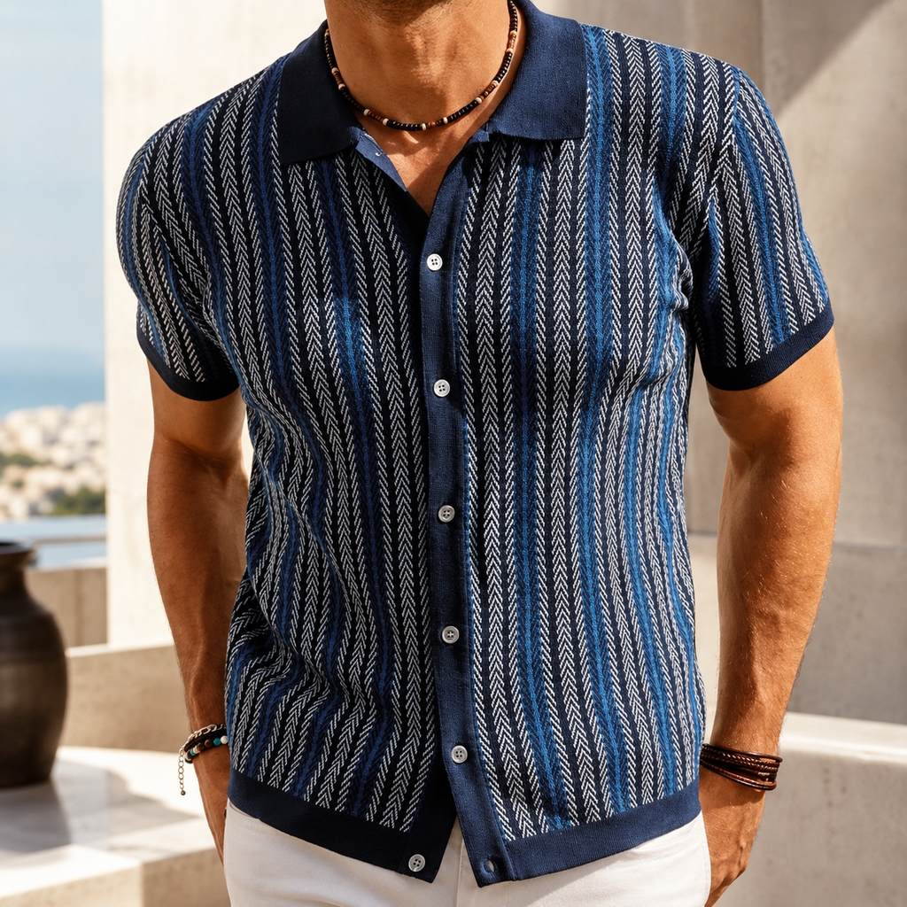 Adrian Men’s Herringbone Rayon Polo Shirt