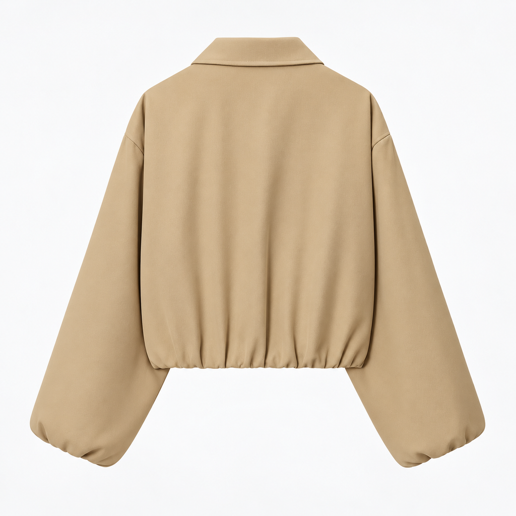 Juliette Women’s Cropped Zip-Up Jacket with Balloon Sleeves