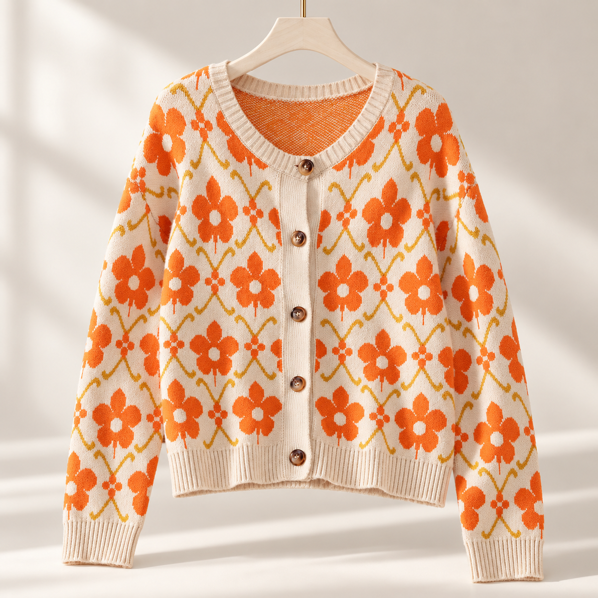 Margot Women’s Floral Knit Button Cardigan