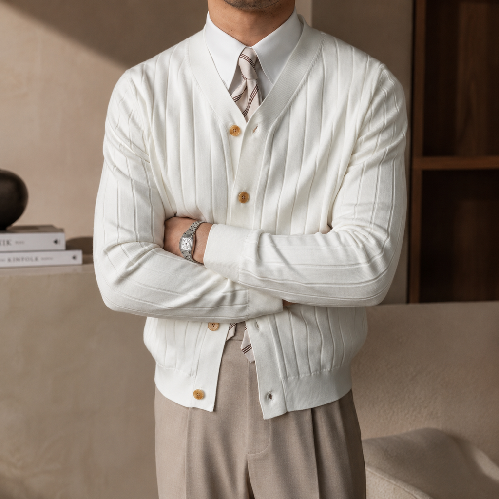 Alistair Men’s Ribbed V-Neck Cardigan