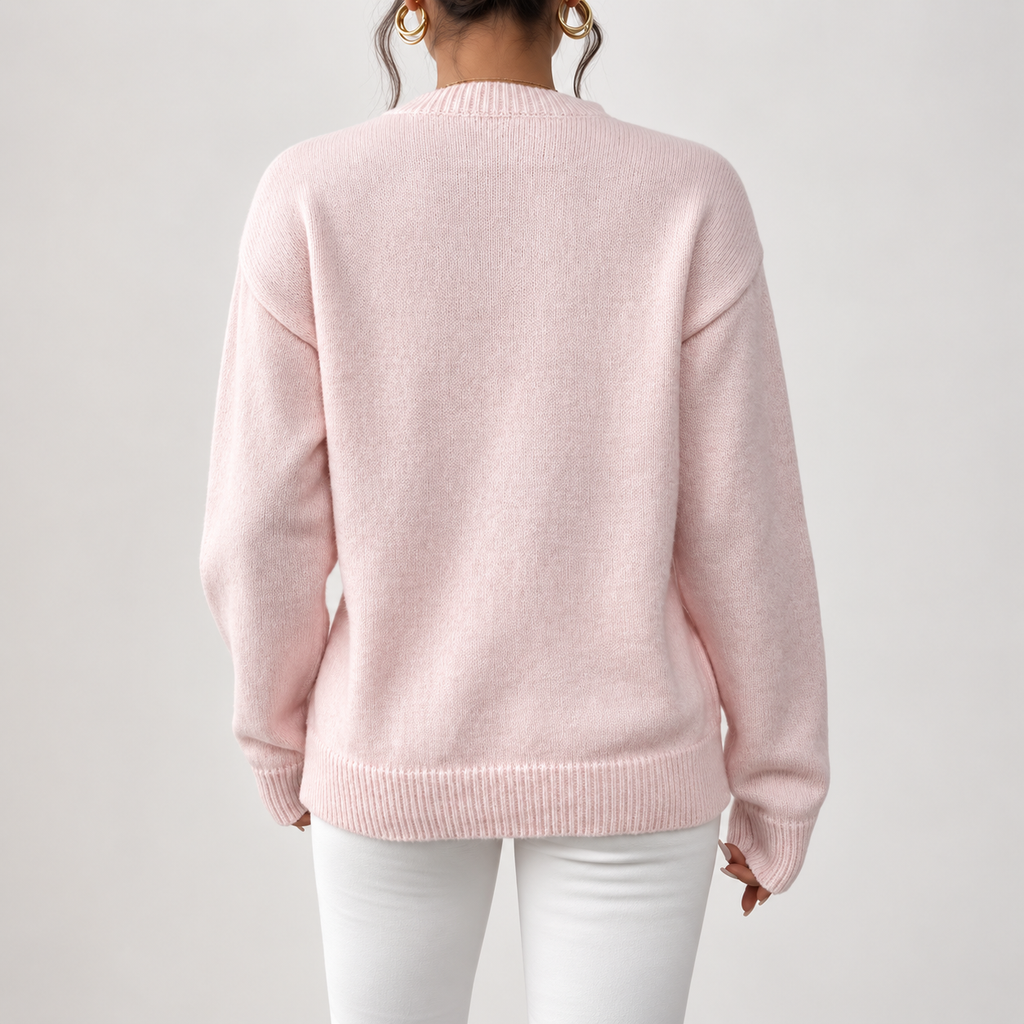 Sienna Sequin Bow Knit Sweater – Women’s Crewneck Pullover