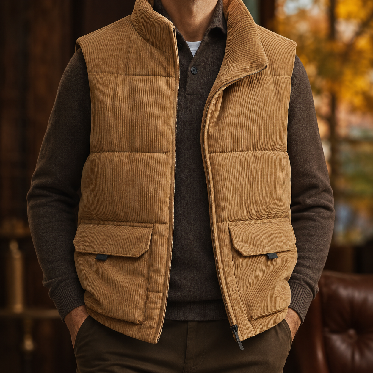 Everett Men’s Corduroy Fleece-Lined Vest