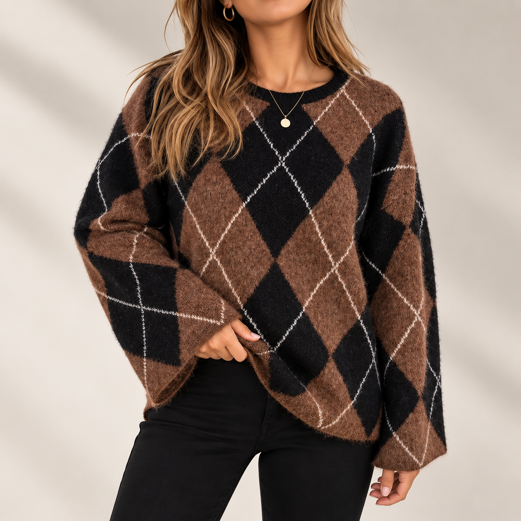 Serena Women’s Argyle Knit Sweater