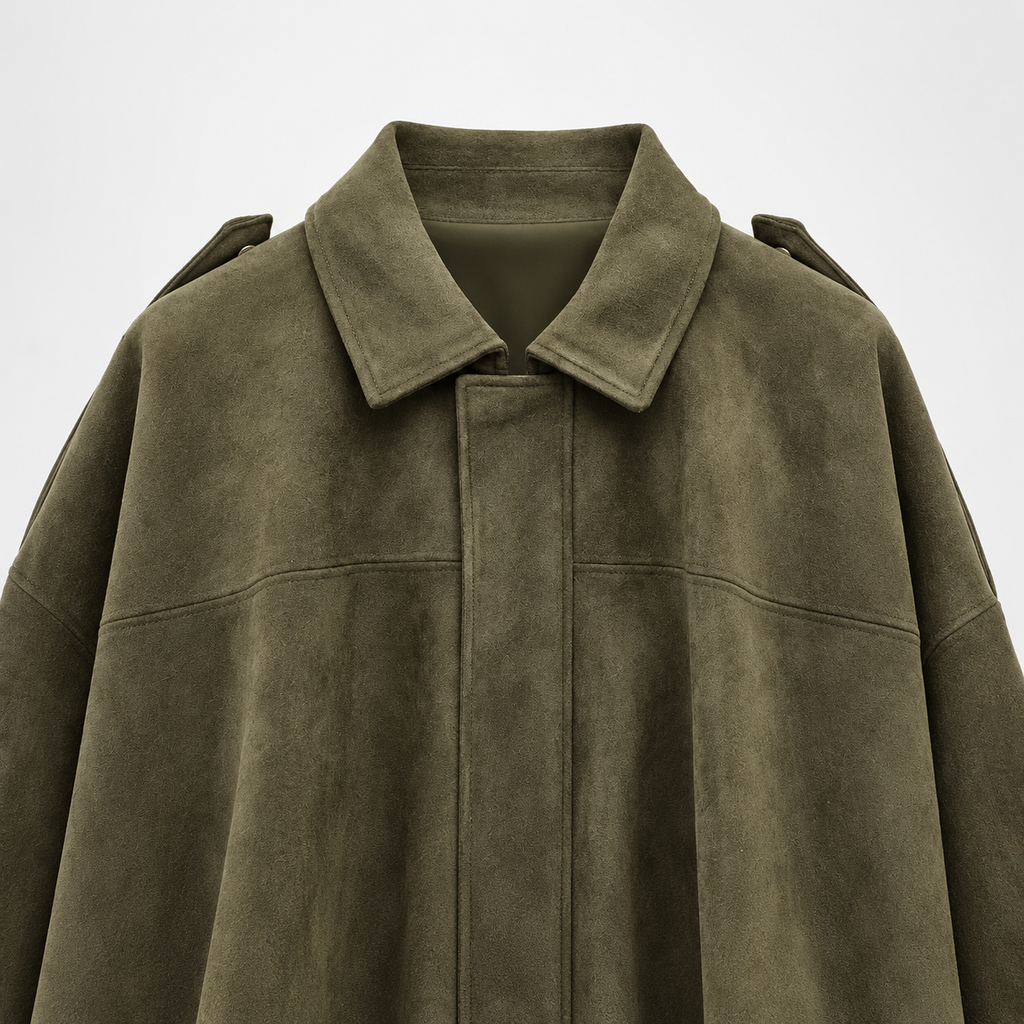 Margot Women’s Cropped Faux Suede Jacket – Relaxed Fit Collared Bomber