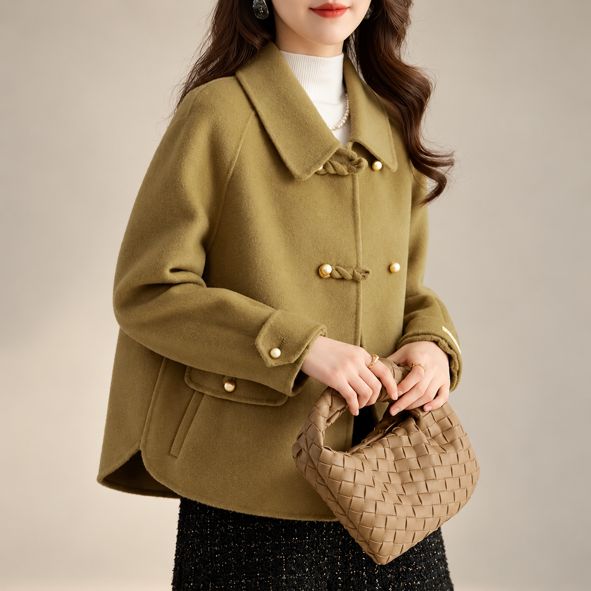 Elodie Women’s Pearl-Button Short Coat