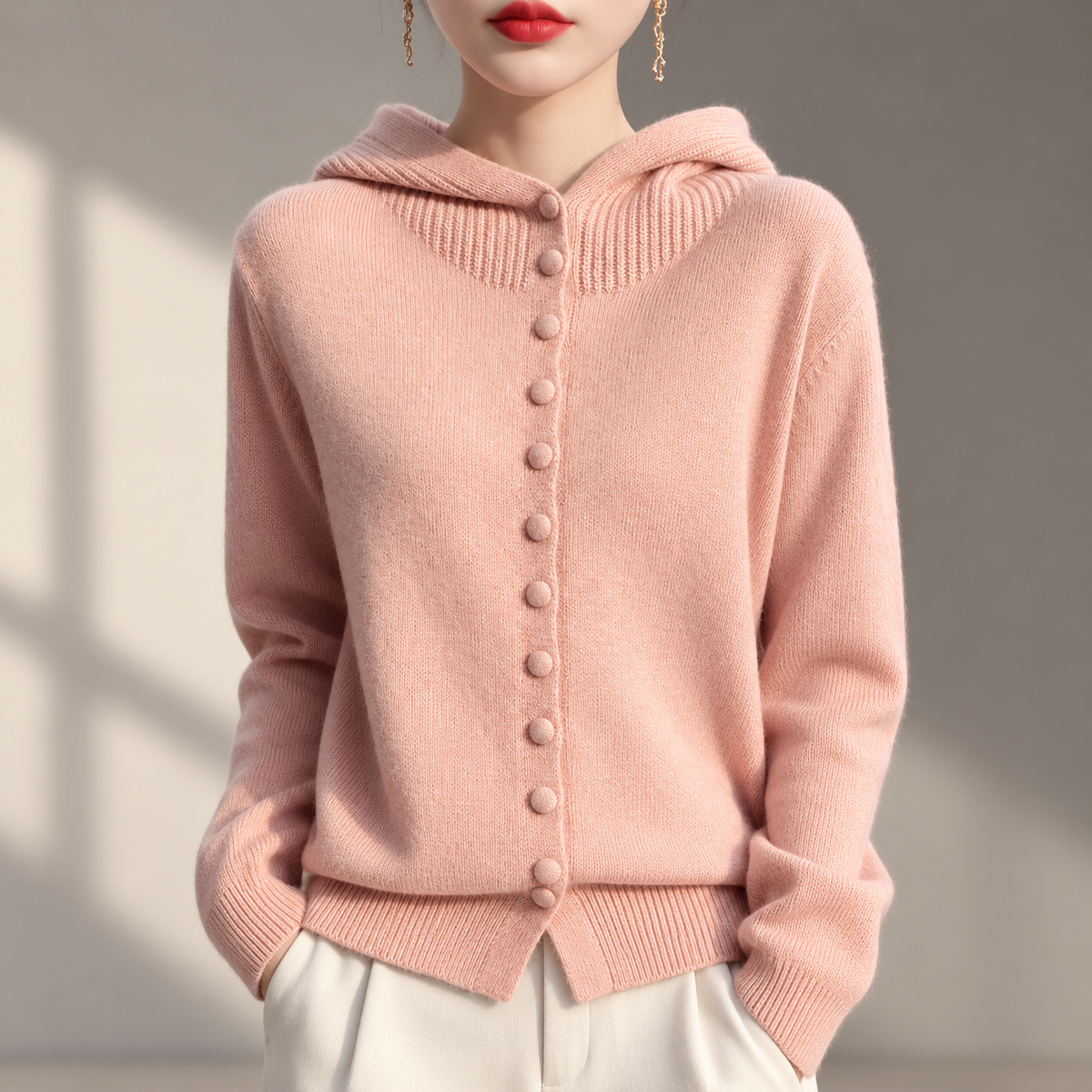 Marceline Hooded Knit Button Cardigan for Women
