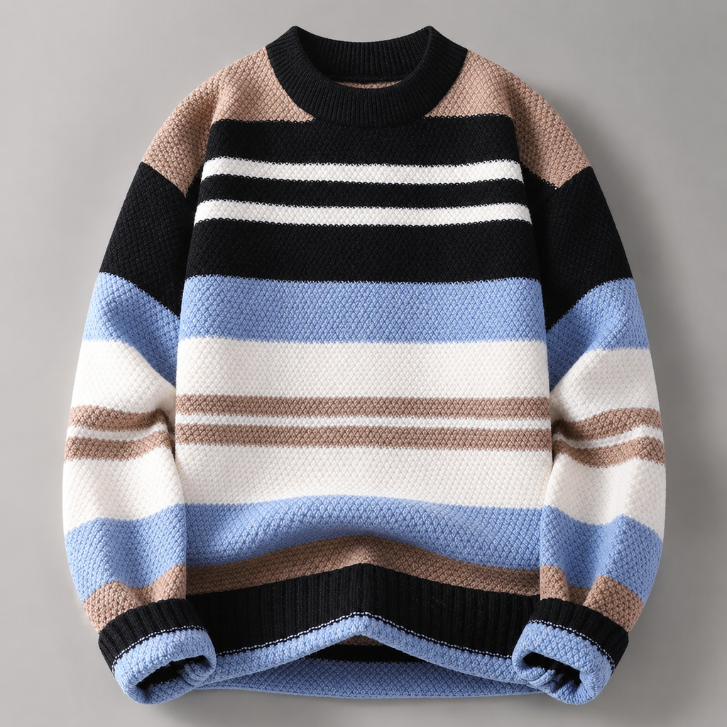 Sawyer Men’s Textured Striped Crewneck Sweater