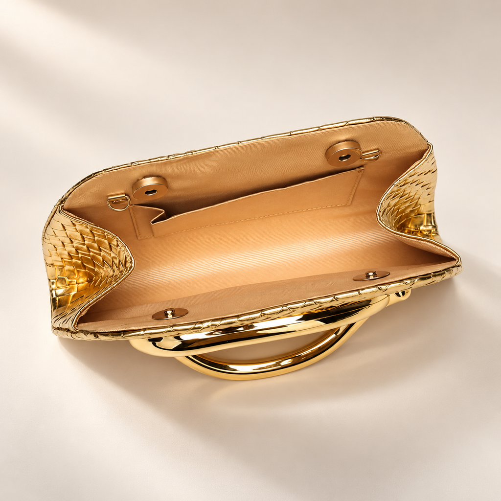 Isabelle Evening Clutch Bag with Gold-Tone Oval Handle