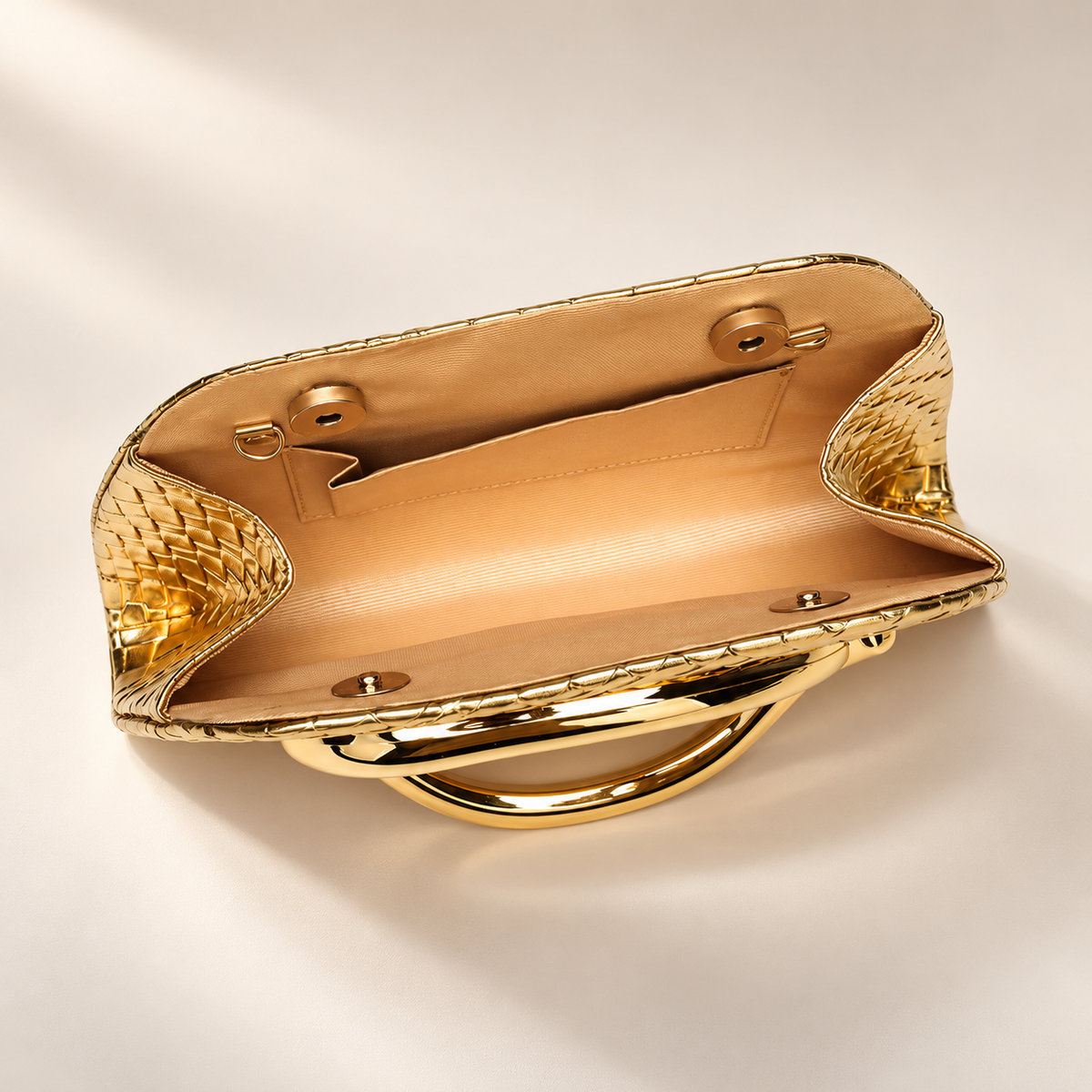 Isabelle Evening Clutch Bag with Gold-Tone Oval Handle