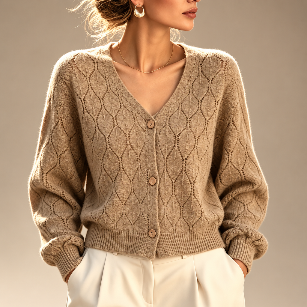 Alessia Women’s Openwork Knit V-Neck Cardigan