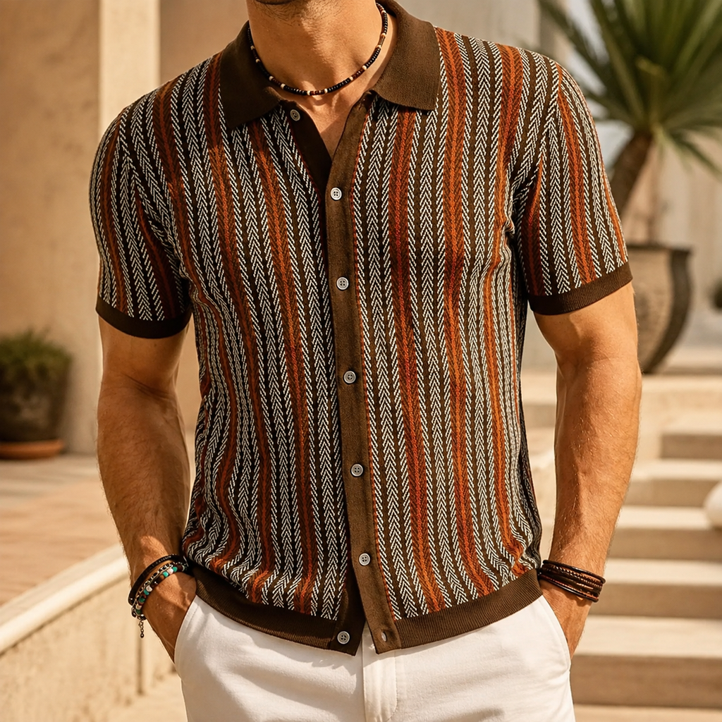 Adrian Men’s Herringbone Rayon Polo Shirt