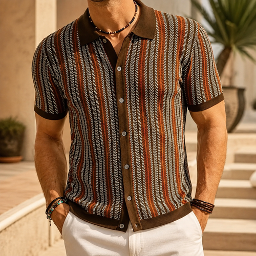 Adrian Men’s Herringbone Rayon Polo Shirt
