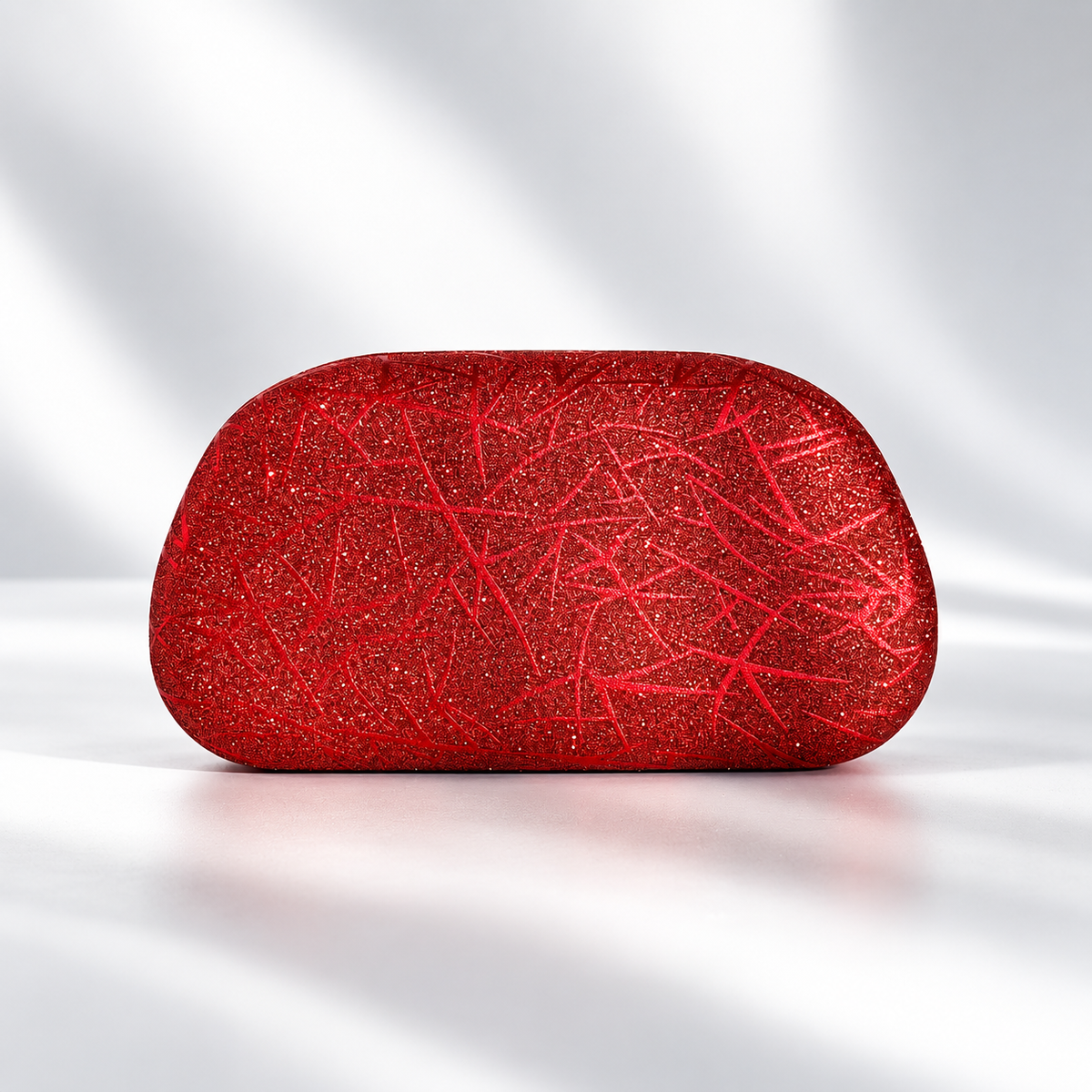Camille Glitter Evening Clutch Bag with Gold Sculptural Handle