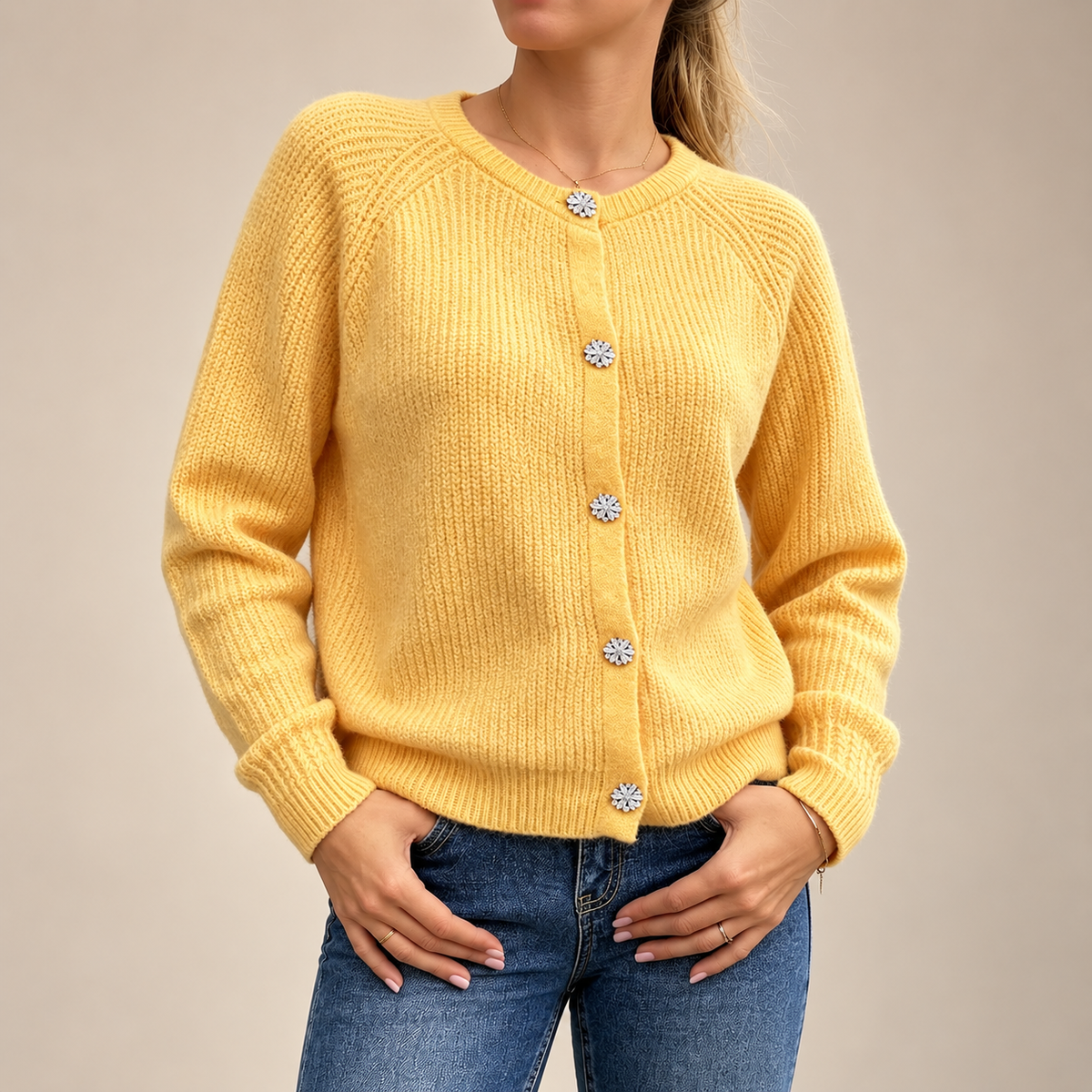 Gianna Women’s Butter Yellow Knit Cardigan
