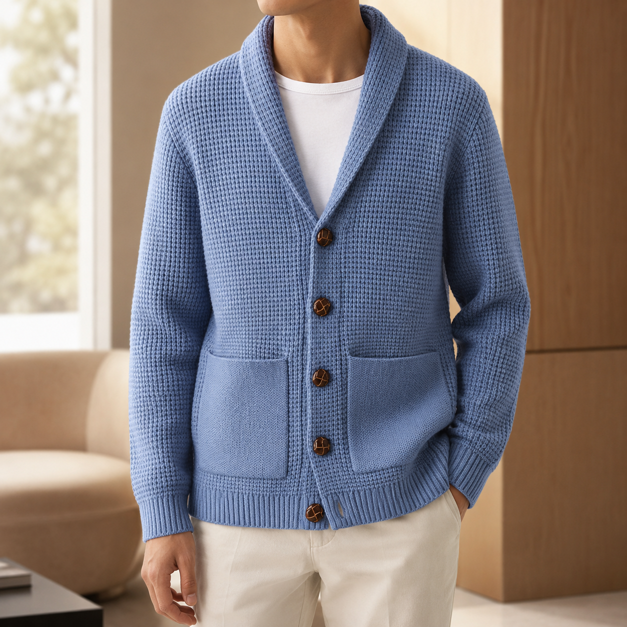 Stefano Men’s Ribbed Button Cardigan