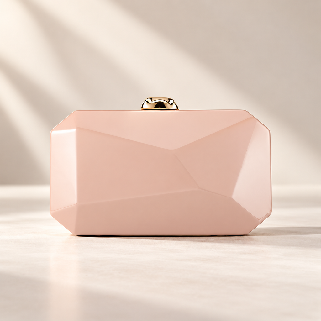 Alessia Geometric Hard Case Clutch Bag with Gold-Tone Clasp