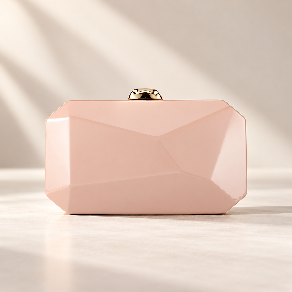 Alessia Geometric Hard Case Clutch Bag with Gold-Tone Clasp