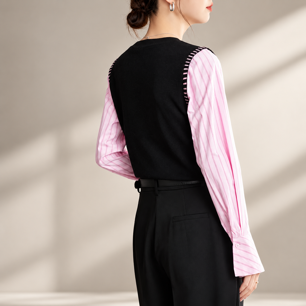 Rosalie Pink Heart Layered Knit Top