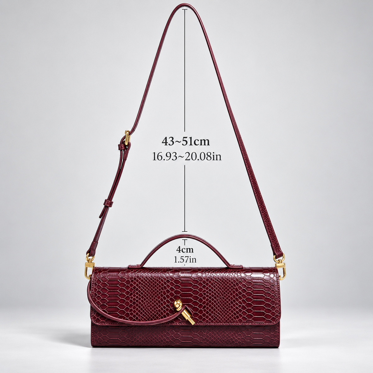 Camille Reptile-Embossed Top Handle Clutch Bag