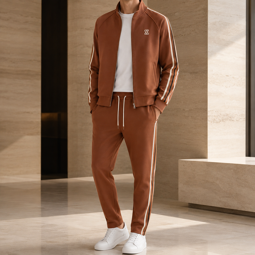 Raffaele Men’s Textured Tracksuit Set – Full-Zip Jacket & Matching Pants