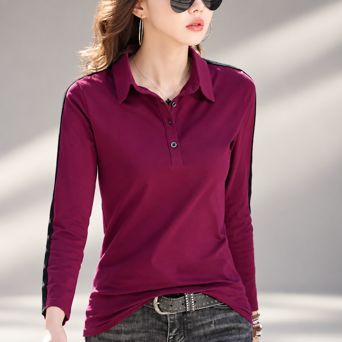 Elena Women’s Long Sleeve Polo Shirt