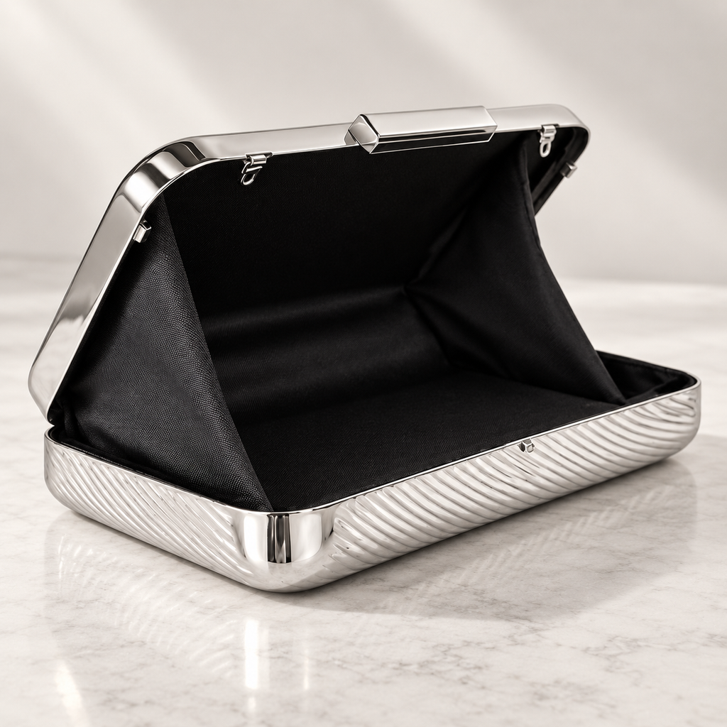 Lucia Metallic Wave Clutch Evening Bag