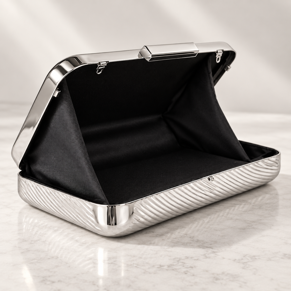 Lucia Metallic Wave Clutch Evening Bag
