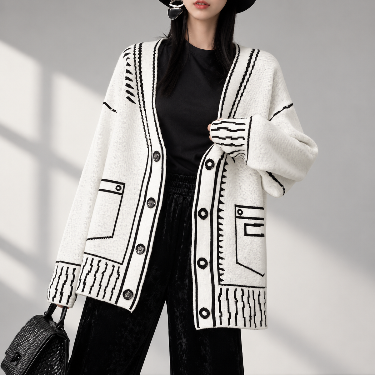 Margot Women’s Contrast Knit Cardigan