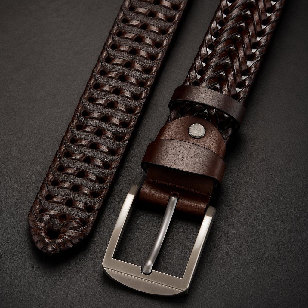 Marco Men’s Braided Cowhide Leather Belt