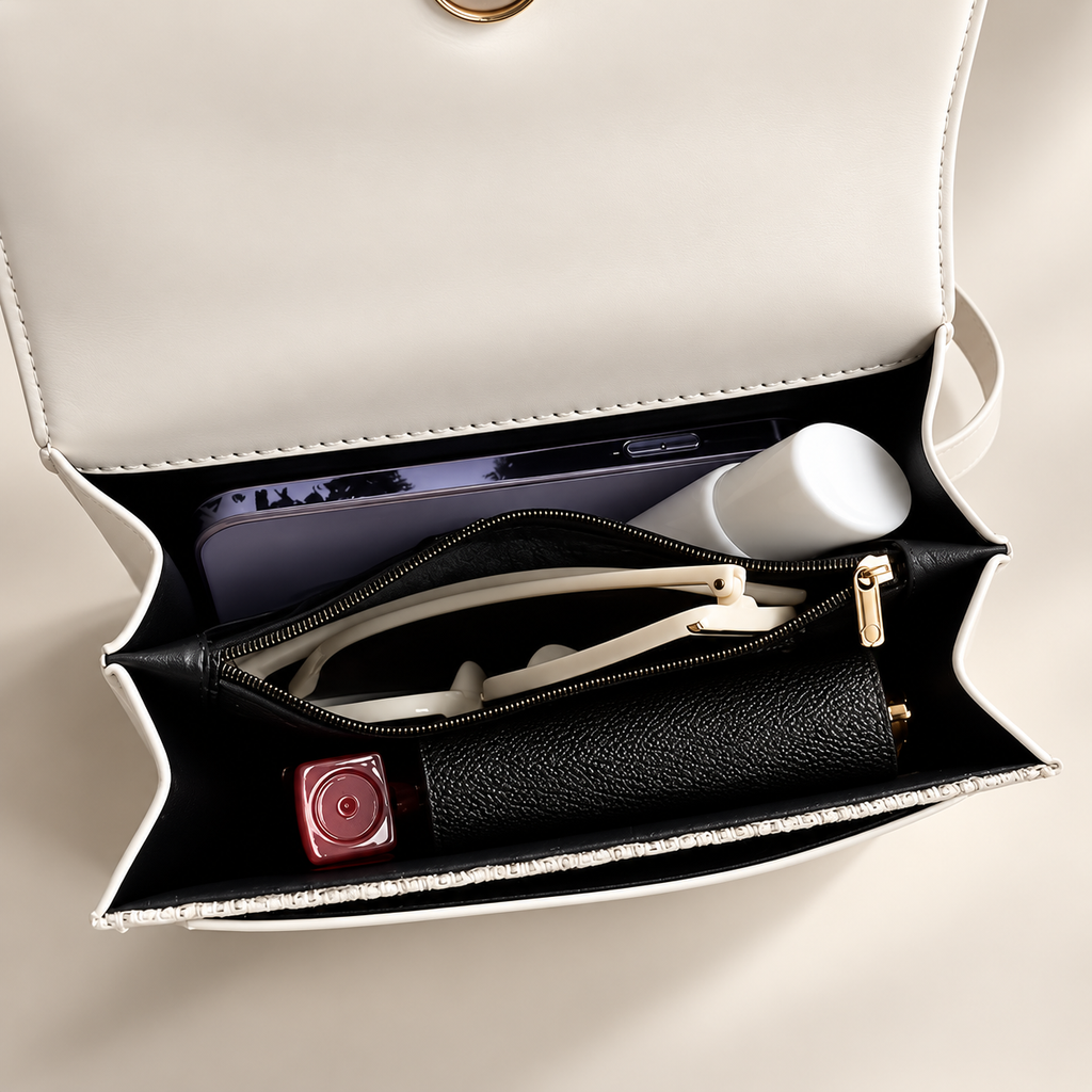 Elodie Tweed Crossbody Bag with Gold Oval Buckle