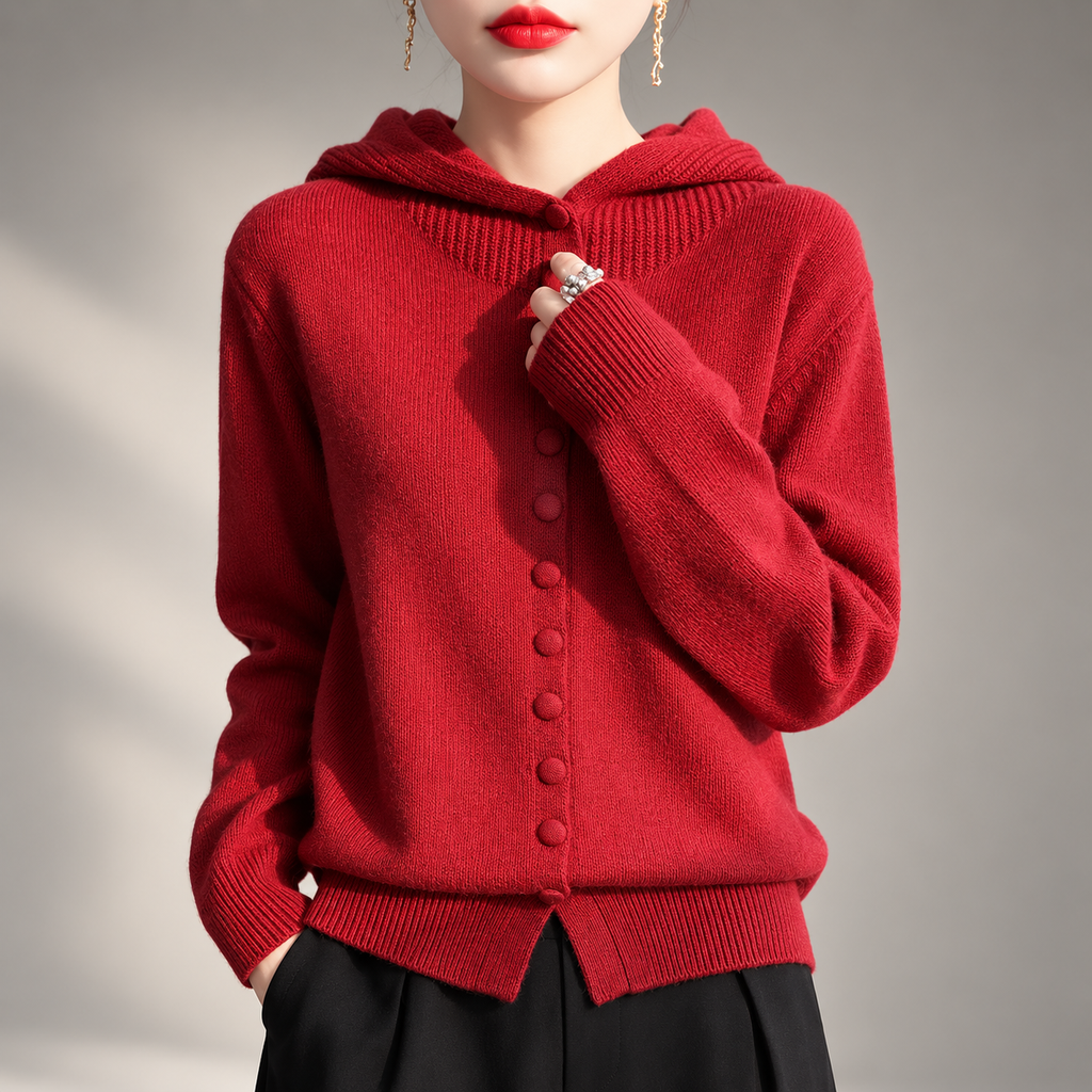 Marceline Hooded Knit Button Cardigan for Women