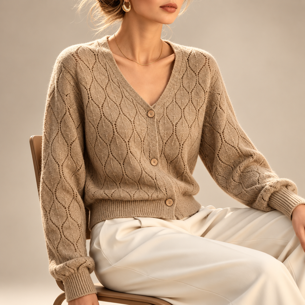 Alessia Women’s Openwork Knit V-Neck Cardigan